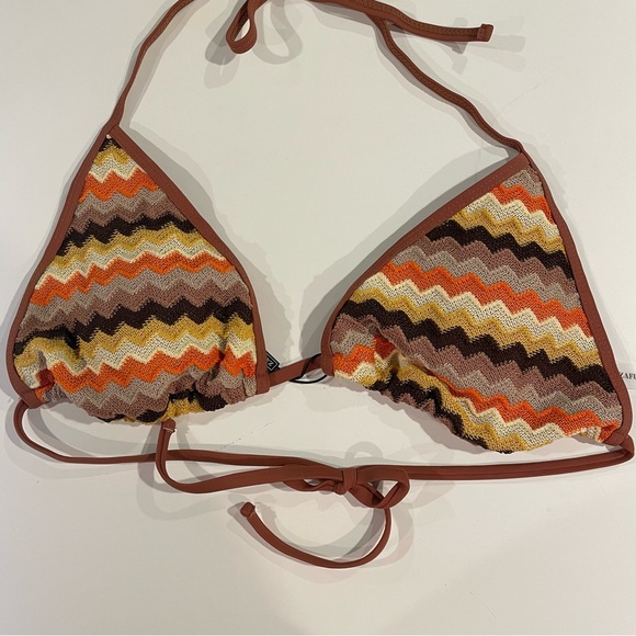 ZAFUL Colorblock Bikini Stripes Triangle Tied Halter Cheeky Thong 2 Piece Sz XL - Picture 9 of 10